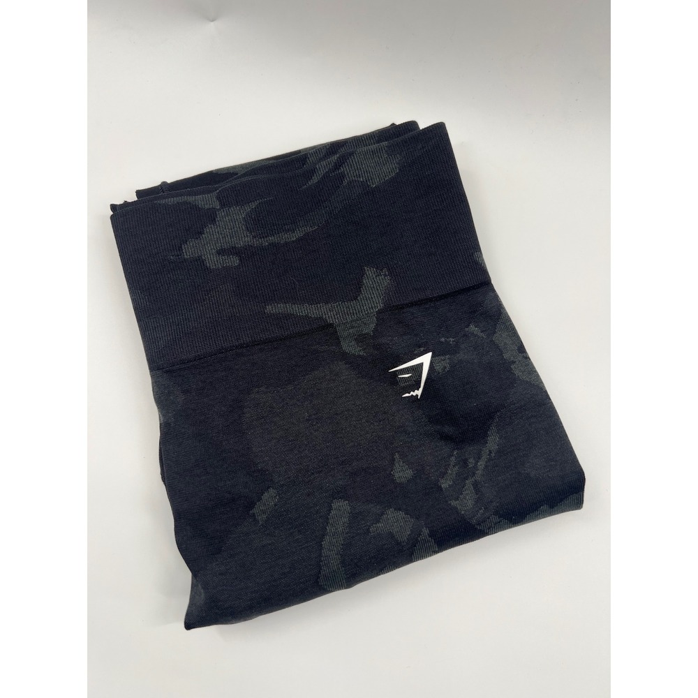 Gymshark Adapt Camo Seamless Leggings Black Grey High Waisted Ruched Back